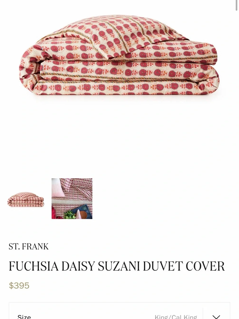 St. Frank Fuchsia Daisy Suzani Duvet Cover